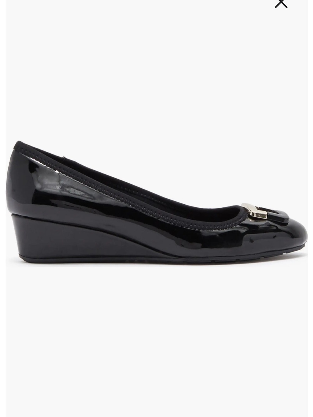 Bandolino Tad Wedge Pumps w/Buckle Detail  Black Patent Faux Leather Size 9M